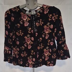 Forever 21 Black Floral Blouse